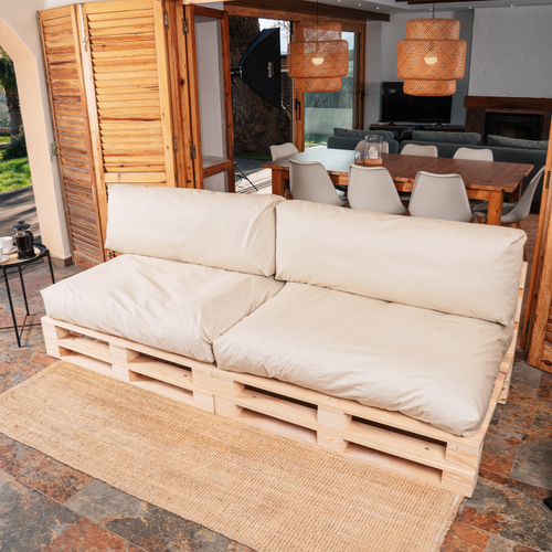 Coussins Palette Déhoussable Imperméable Lot X2 Beige