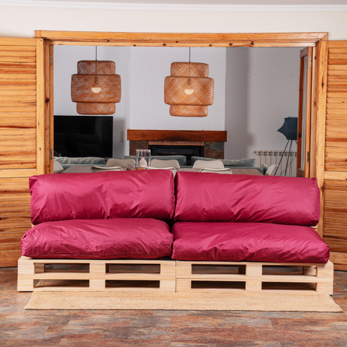 Coussins Palette Déhoussable Imperméable Lot X2 Rouge