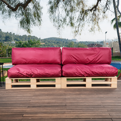 Coussins Palette Déhoussable Imperméable Lot X2 Rouge