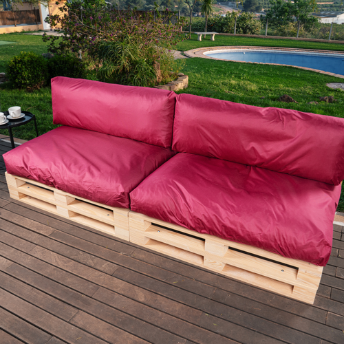 Coussins Palette Déhoussable Imperméable Lot X2 Rouge