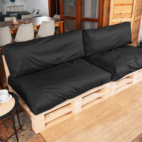 Coussins Palette Déhoussable Imperméable Lot X2 Noir