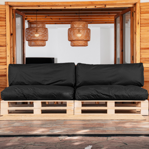 Coussins Palette Déhoussable Imperméable Lot X2 Noir