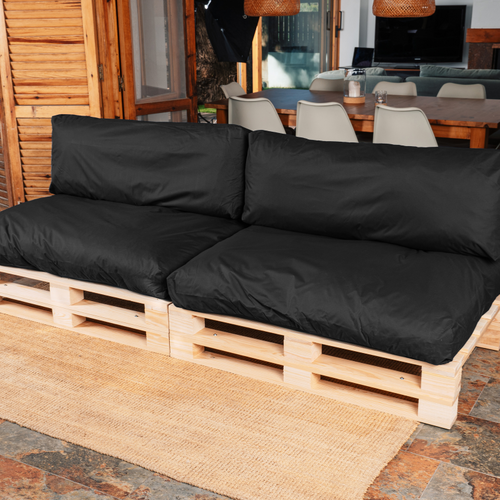 Coussins Palette Déhoussable Imperméable Lot X2 Noir