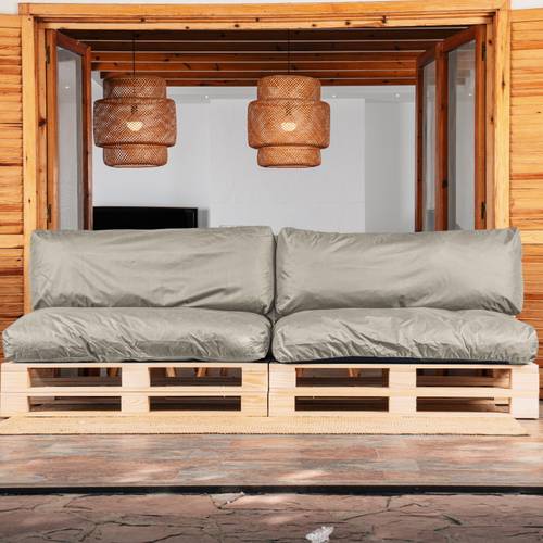 Coussins Palette Déhoussable Imperméable Lot X2 Gris Clair