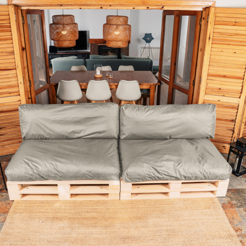 Coussins Palette Déhoussable Imperméable Lot X2 Gris Clair