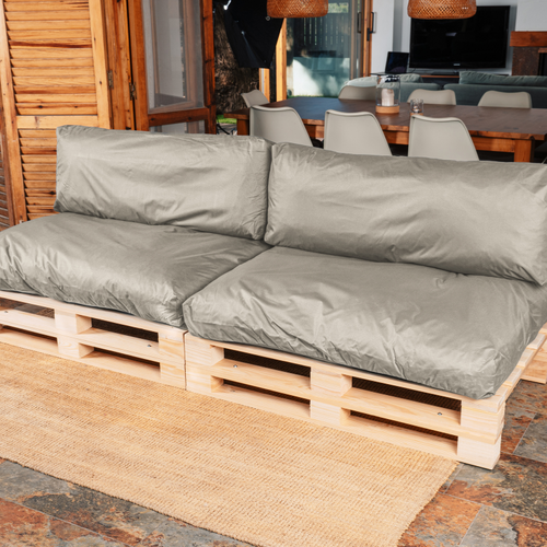 Coussins Palette Déhoussable Imperméable Lot X2 Gris Clair