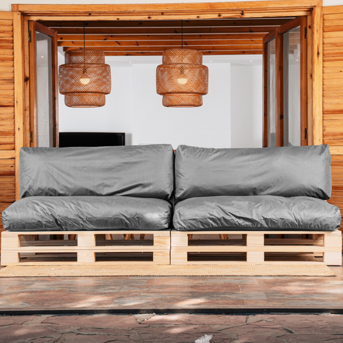 Coussins Palette Déhoussable Imperméable Lot X2 Gris Foncé