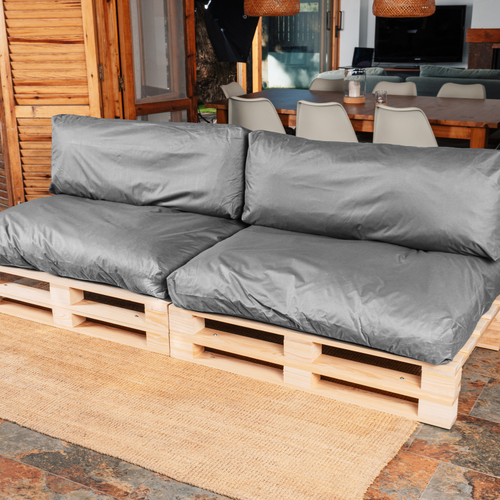 Coussins Palette Déhoussable Imperméable Lot X2 Gris Foncé