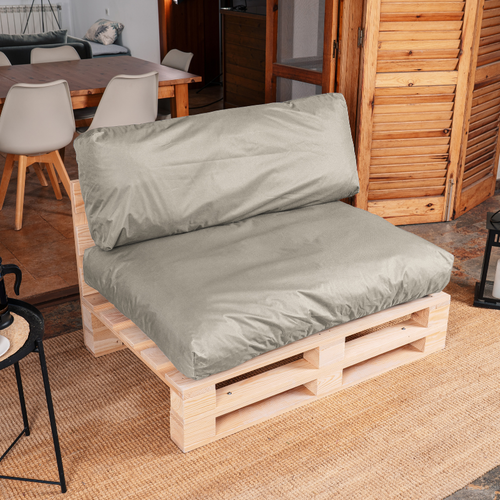 Coussins Palette Déhoussable Imperméable Lot Gris Clair