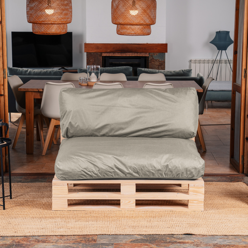 Coussins Palette Déhoussable Imperméable Lot Gris Clair