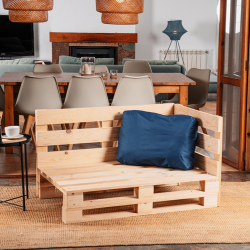 Coussin Palette Déhoussable Imperméable Angle 60 X 40 Cm Bleu