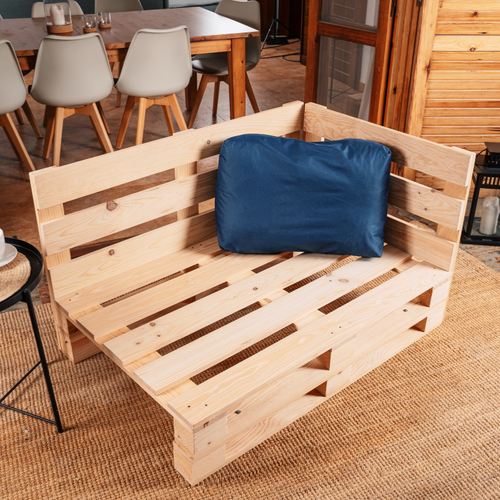 Coussin Palette Déhoussable Imperméable Angle 60 X 40 Cm Bleu