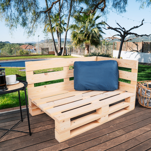 Coussin Palette Déhoussable Imperméable Angle 60 X 40 Cm Bleu