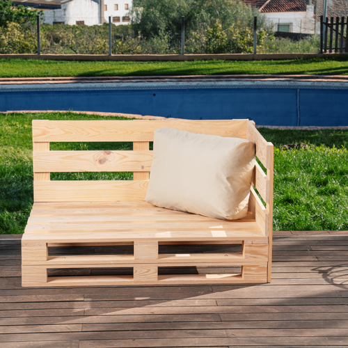 Coussin Palette Déhoussable Imperméable Angle 60 X 40 Cm Beige