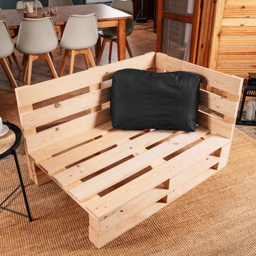 Coussin Palette Déhoussable Imperméable Angle 60 X 40 Cm Noir