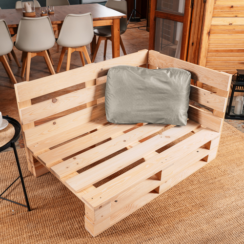 Coussin Palette Déhoussable Imperméable Angle 60 X 40 Cm Gris Clair