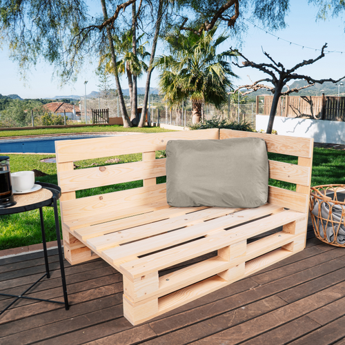 Coussin Palette Déhoussable Imperméable Angle 60 X 40 Cm Gris Clair