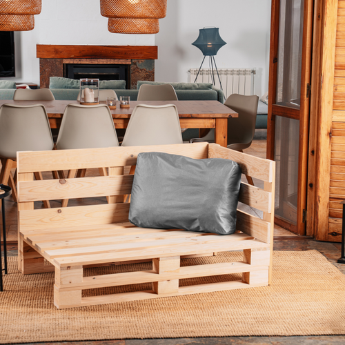 Coussin Palette Déhoussable Imperméable Angle 60 X 40 Cm Gris Foncé