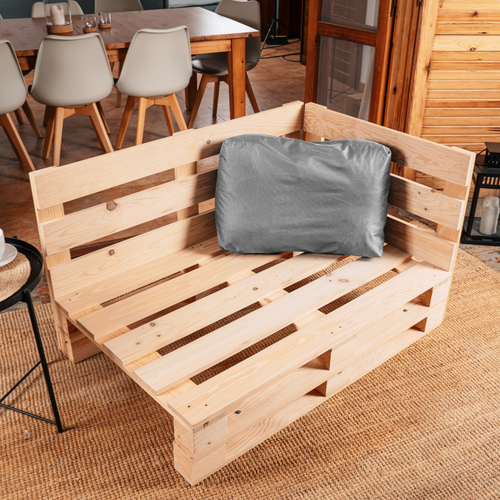 Coussin Palette Déhoussable Imperméable Angle 60 X 40 Cm Gris Foncé