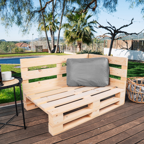 Coussin Palette Déhoussable Imperméable Angle 60 X 40 Cm Gris Foncé