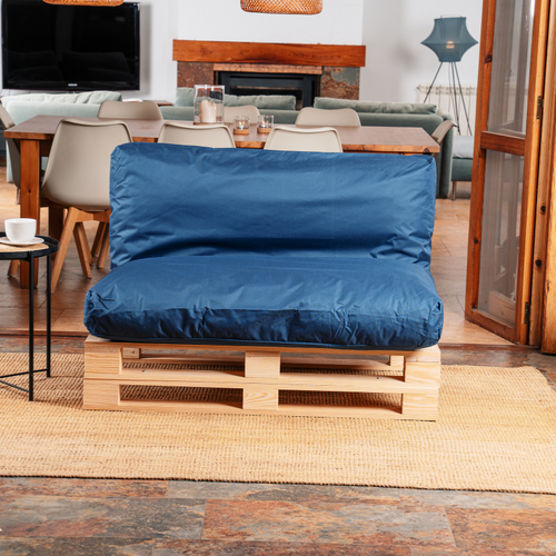 Coussin Palette Déhoussable Imperméable 120 X 60 Cm Bleu