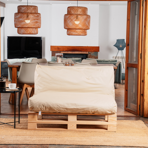 Coussin Palette Déhoussable Imperméable 120 X 60 Cm Beige