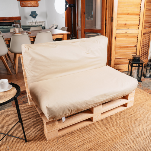 Coussin Palette Déhoussable Imperméable 120 X 60 Cm Beige