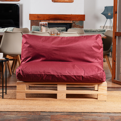 Coussin Palette Déhoussable Imperméable 120 X 60 Cm Rouge