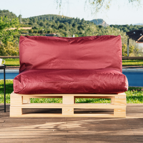 Coussin Palette Déhoussable Imperméable 120 X 60 Cm Rouge