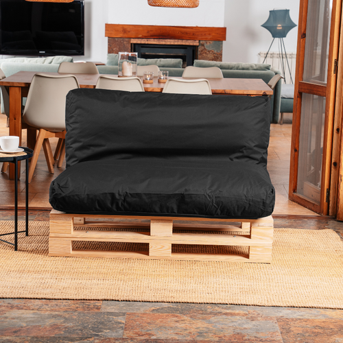 Coussin Palette Déhoussable Imperméable 120 X 60 Cm Noir