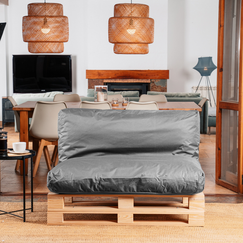 Coussin Palette Déhoussable Imperméable 120 X 60 Cm Gris Foncé