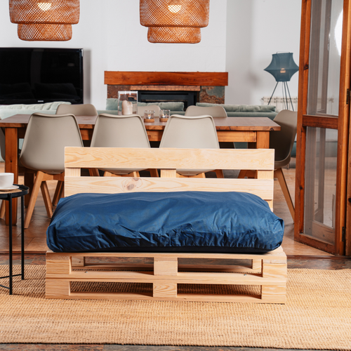 Coussin Palette Déhoussable Imperméable Assise 120 X 80 Cm Bleu