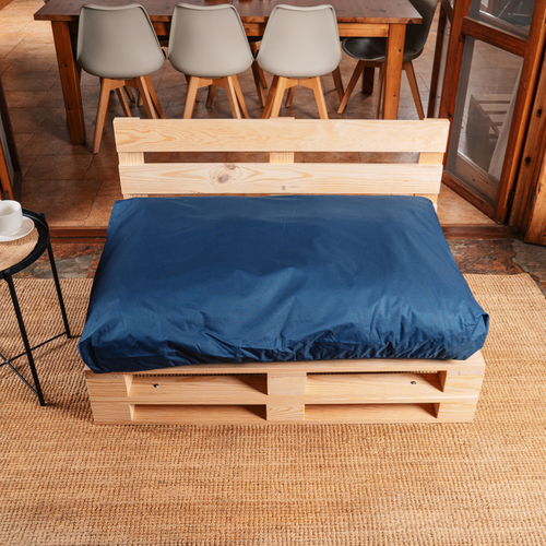 Coussin Palette Déhoussable Imperméable Assise 120 X 80 Cm Bleu