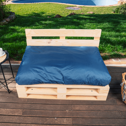 Coussin Palette Déhoussable Imperméable Assise 120 X 80 Cm Bleu