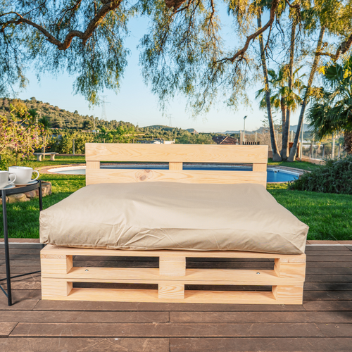 Coussin Palette Déhoussable Imperméable Assise 120 X 80 Cm Beige