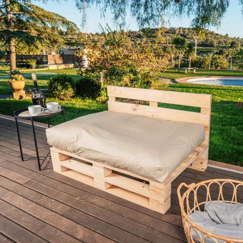 Coussin Palette Déhoussable Imperméable Assise 120 X 80 Cm Beige