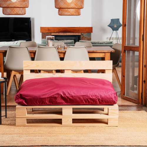 Coussin Palette Déhoussable Imperméable Assise 120 X 80 Cm Rouge