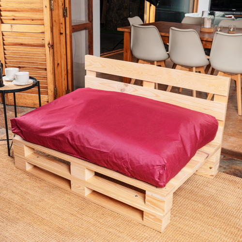 Coussin Palette Déhoussable Imperméable Assise 120 X 80 Cm Rouge