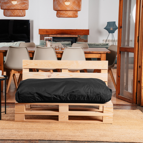 Coussin Palette Déhoussable Imperméable Assise 120 X 80 Cm Noir