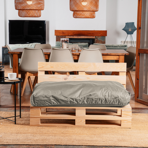 Coussin Palette Déhoussable Imperméable Assise 120 X 80 Cm Gris Clair