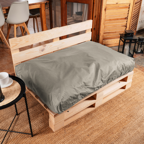 Coussin Palette Déhoussable Imperméable Assise 120 X 80 Cm Gris Clair