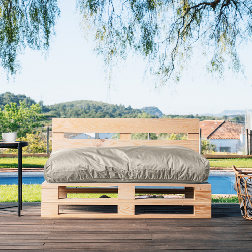 Coussin Palette Déhoussable Imperméable Assise 120 X 80 Cm Gris Clair