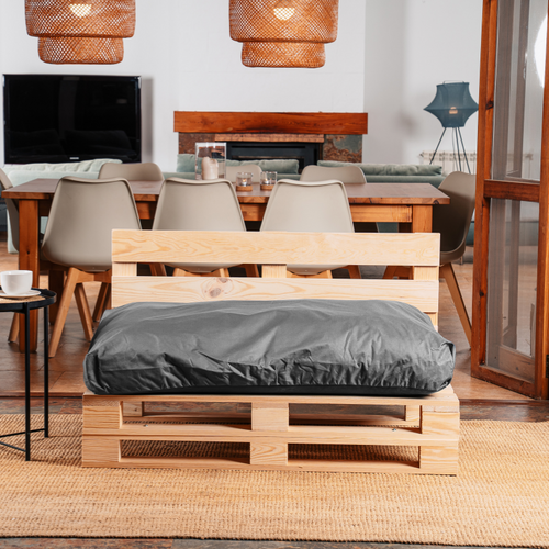 Coussin Palette Déhoussable Imperméable Assise 120 X 80 Cm Gris Foncé