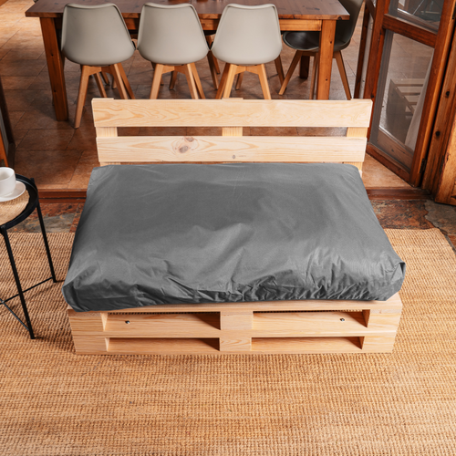 Coussin Palette Déhoussable Imperméable Assise 120 X 80 Cm Gris Foncé