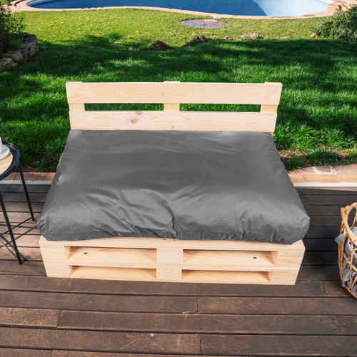 Coussin Palette Déhoussable Imperméable Assise 120 X 80 Cm Gris Foncé