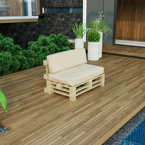 Coussin Palette Déhoussable Imperméable Dossier 120 X 40 Cm Beige