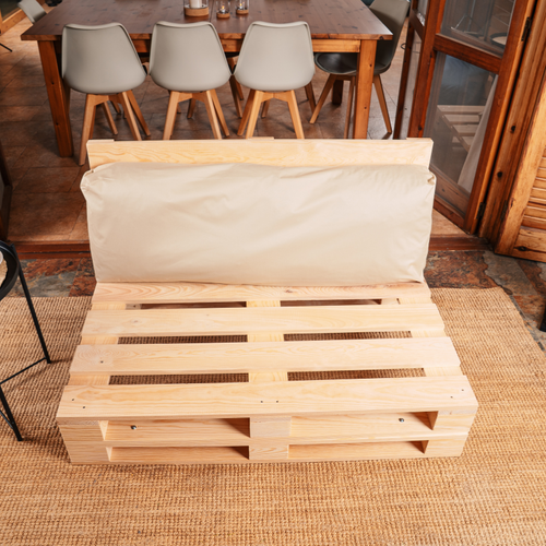 Coussin Palette Déhoussable Imperméable Dossier 120 X 40 Cm Beige