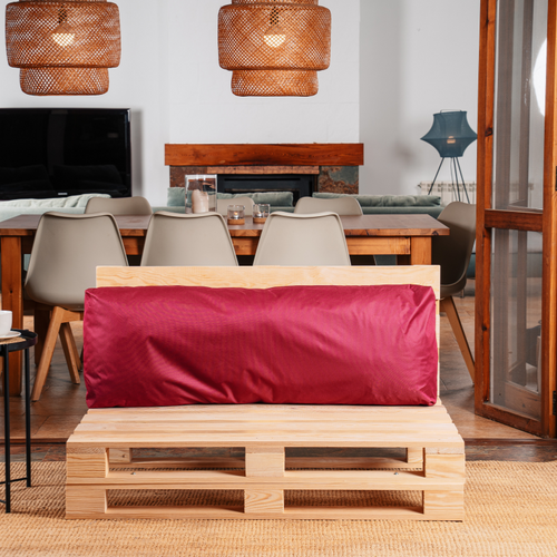 Coussin Palette Déhoussable Imperméable Dossier 120 X 40 Cm Rouge