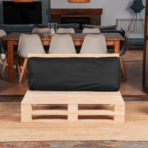 Coussin Palette Déhoussable Imperméable Dossier 120 X 40 Cm Noir