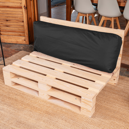 Coussin Palette Déhoussable Imperméable Dossier 120 X 40 Cm Noir